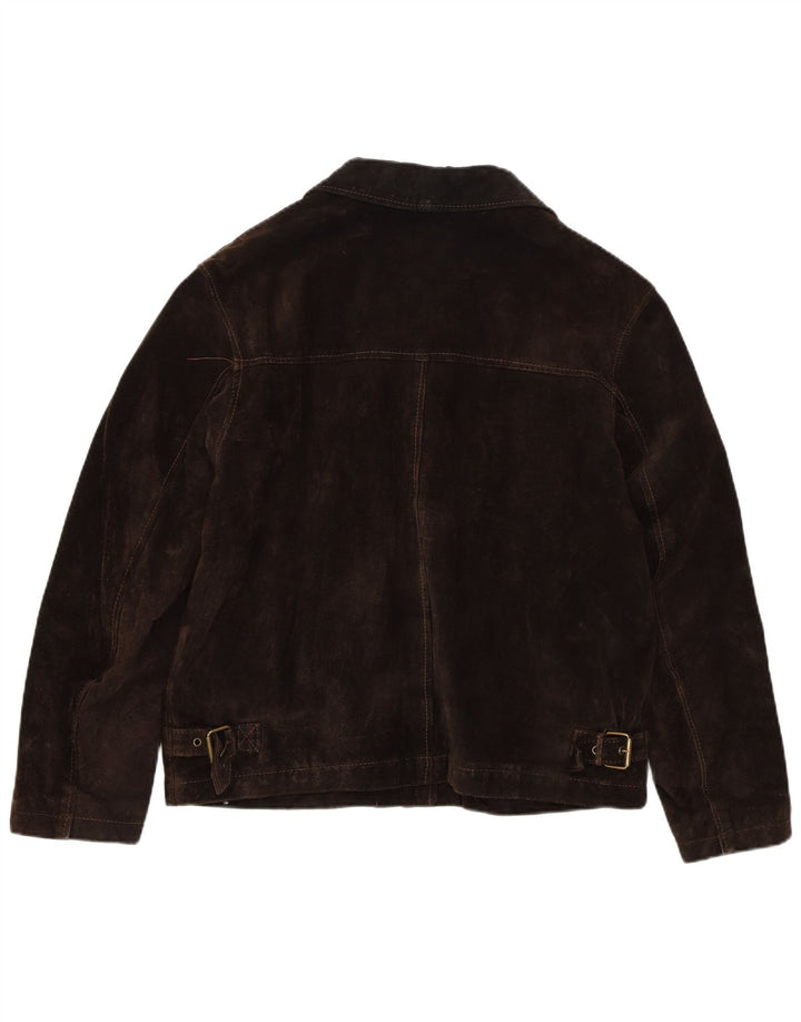 VINTAGE Chaqueta de ante para mujer IT 46 Cuero marrón grande