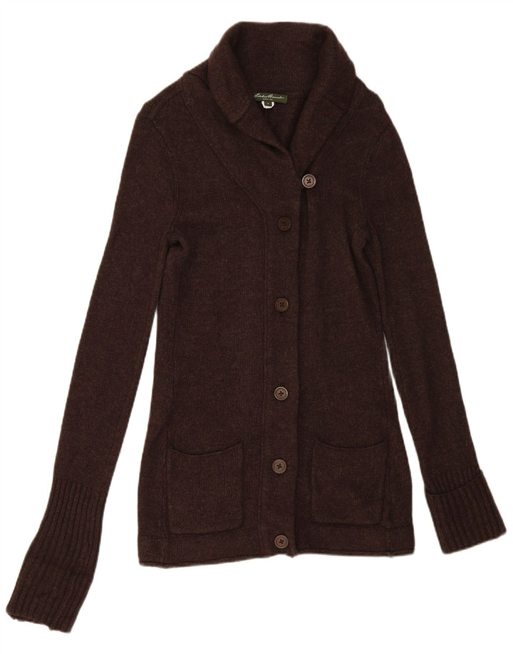 Eddie Bauer Suéter tipo cárdigan para mujer Reino Unido 12 Angora marrón medio