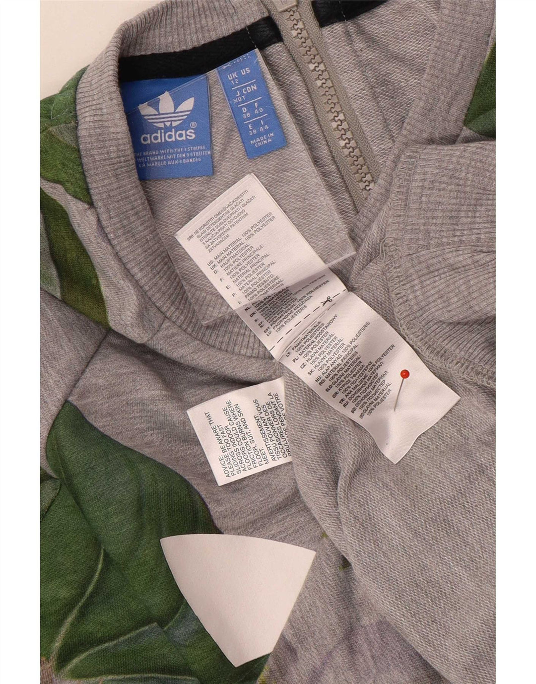 Adidas - Sudadera extragrande con gráfico para mujer, talla 40, color gris medio floral