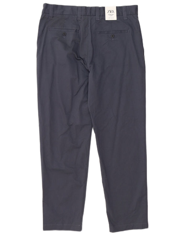 Zara Mens Comfort Fit Slim Chino Pantalones EU 42 Large W32 L28 Azul Marino