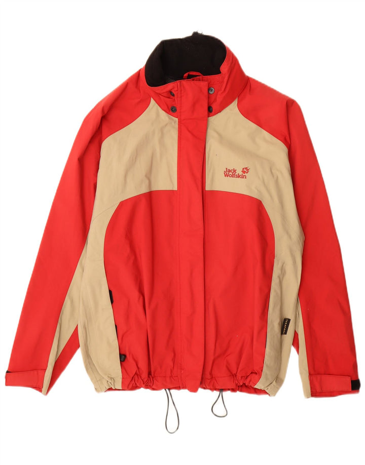 Jack Wolfskin Chaqueta impermeable holgada para mujer UK 40 Medium Red Colourblock