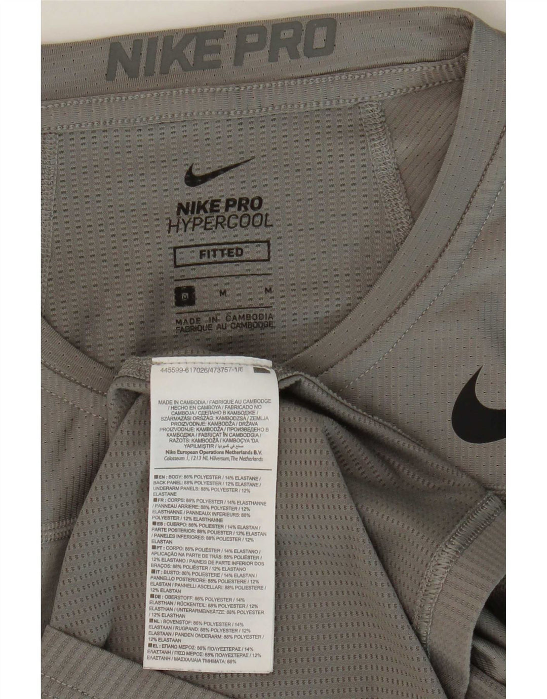 Nike Camiseta ajustada para hombre Top Gris medio Poliéster