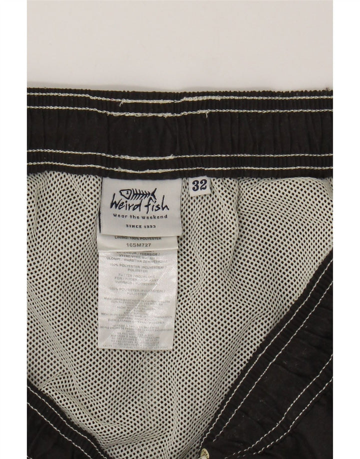 WEIRD FISH Mens Graphic Swimming Shorts Medium  Black Polyester Vintage Weird Fish and Second-Hand Weird Fish from Messina Hembry 