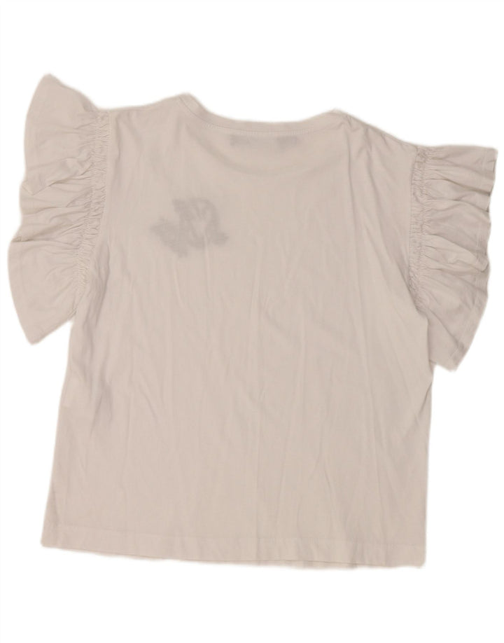 MOSCHINO Blusa Estampada Top IT 44 Medium Blanco Algodón