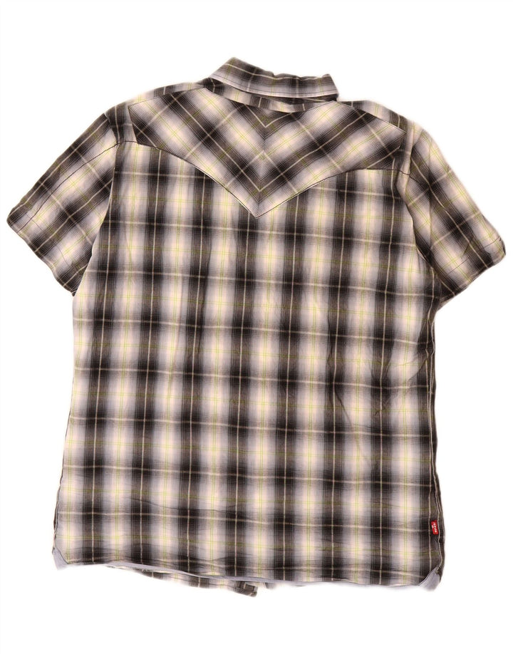 Camisa Levi's Hombre De Manga Corta De Algodón A Cuadros Gris Pequeño