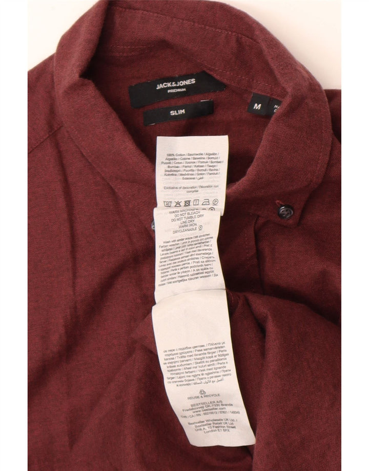 Camisa Jack & Jones Hombre Slim Fit Algodón Burdeos Medio