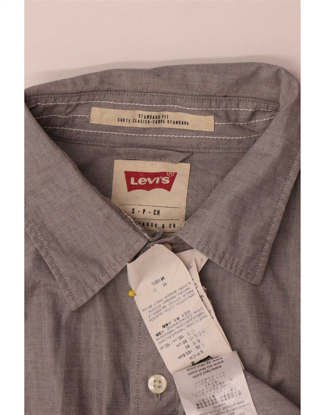 Levi's Camisa de corte estándar para hombre, talla pequeña, de algodón gris