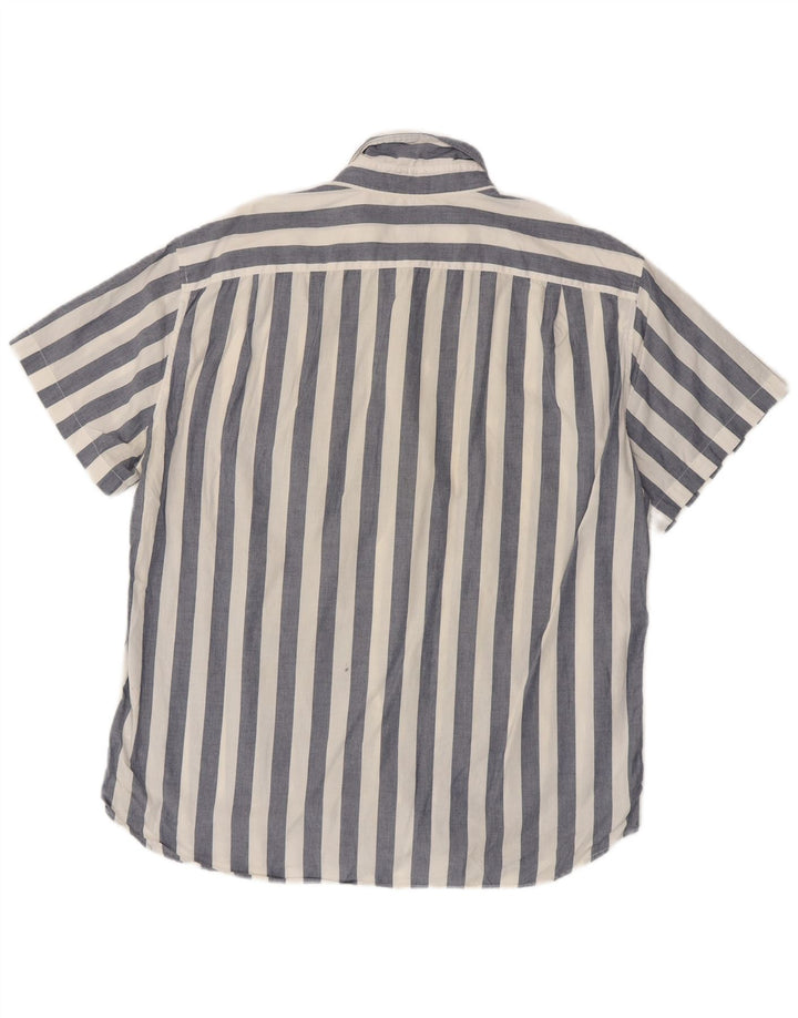 J. CREW Camisa ajustada de manga corta para hombre XL Algodón a rayas azules