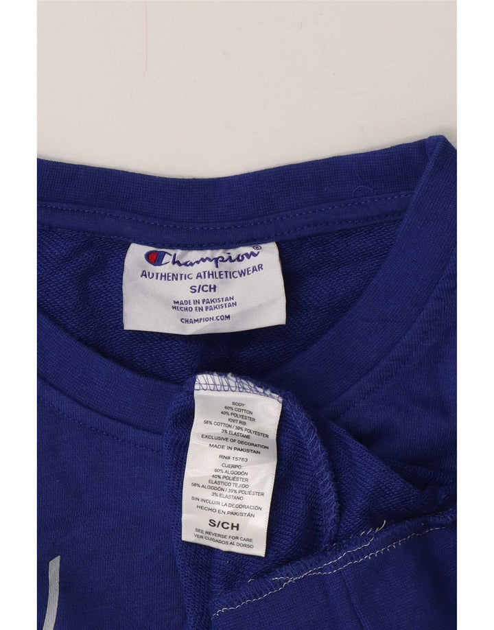 Champion Sudadera de gran tamaño con gráfico para mujer UK 10 Small Blue Cotton