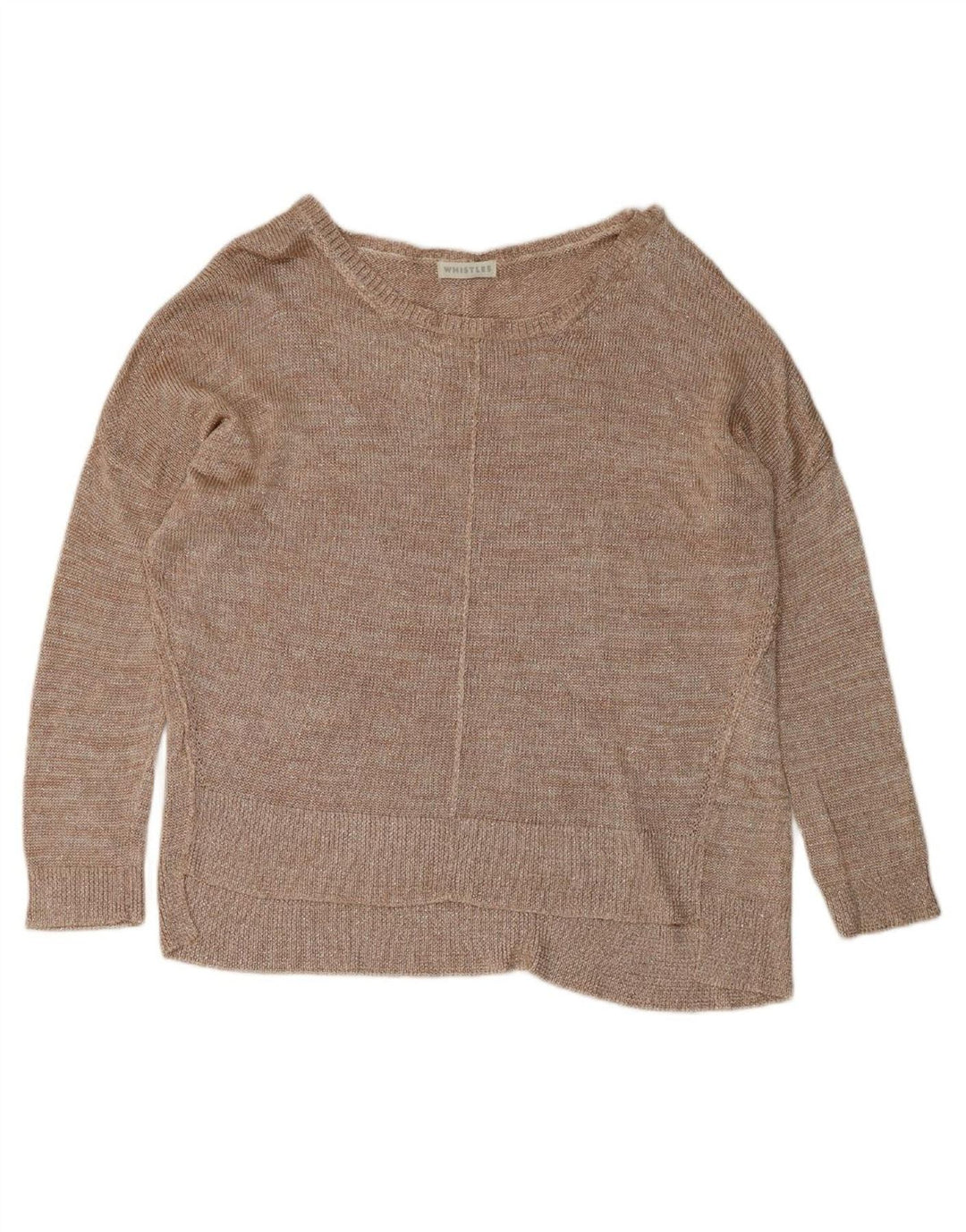 WHISTLES Womens Oversized Boat Neck Jumper Sweater UK 12 Medium Beige