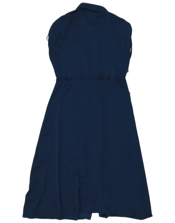 Dkny Vestido camisero de manga corta para mujer US 10 Grande Azul marino Poliéster