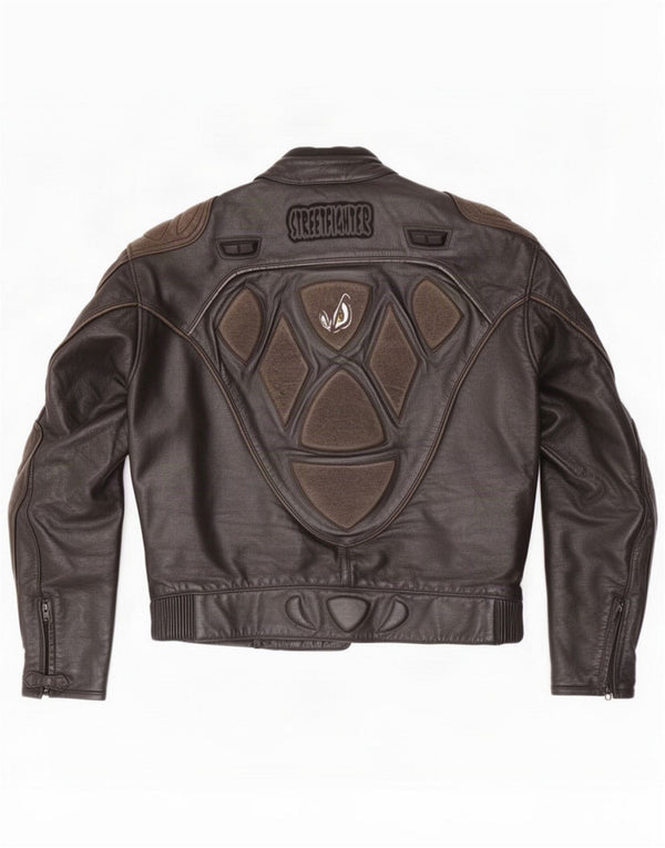 Chaqueta Racer de cuero para hombre Streetfighter IT 48 4XL Negro