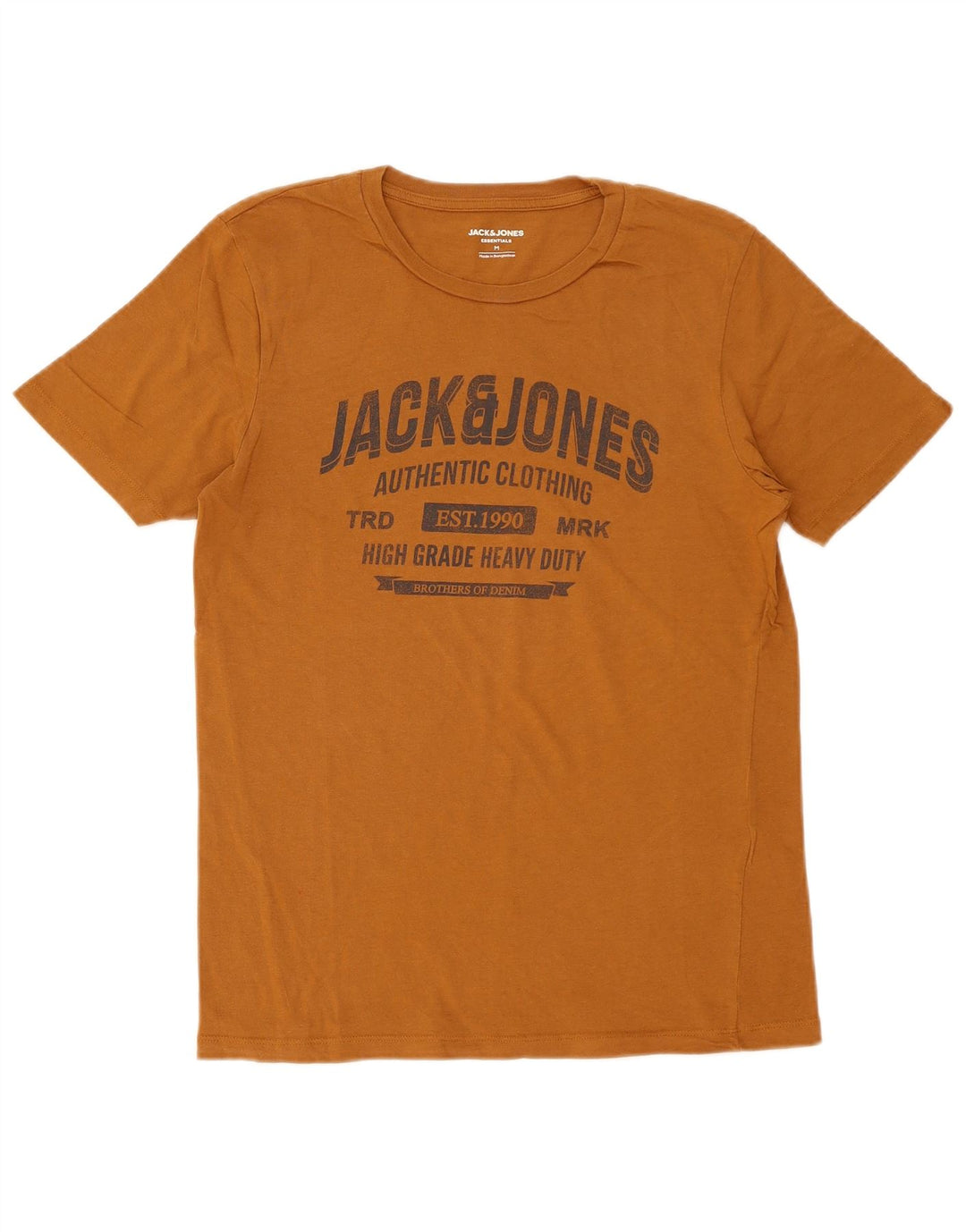Jack & Jones Hombre Camiseta Gráfica Top Algodón Marrón Medio