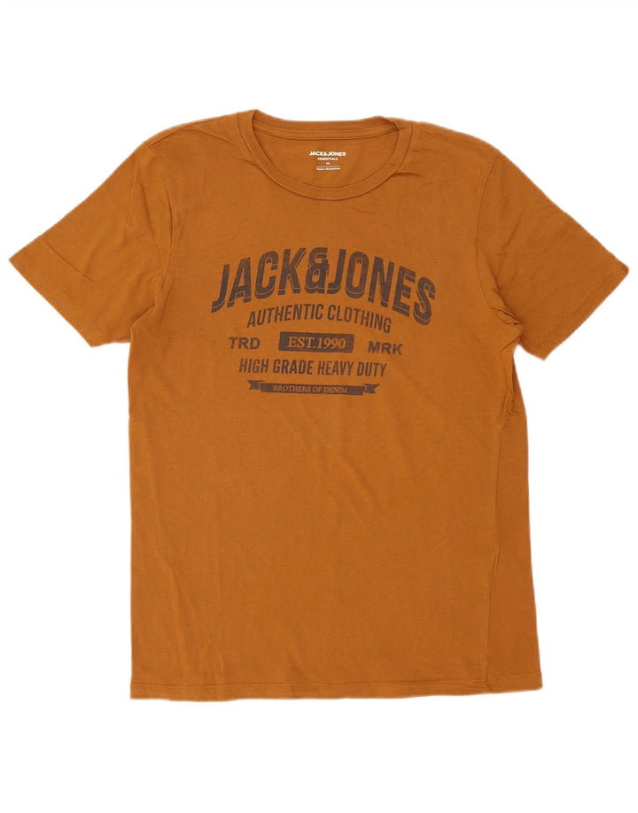 Jack & Jones Hombre Camiseta Gráfica Top Algodón Marrón Medio