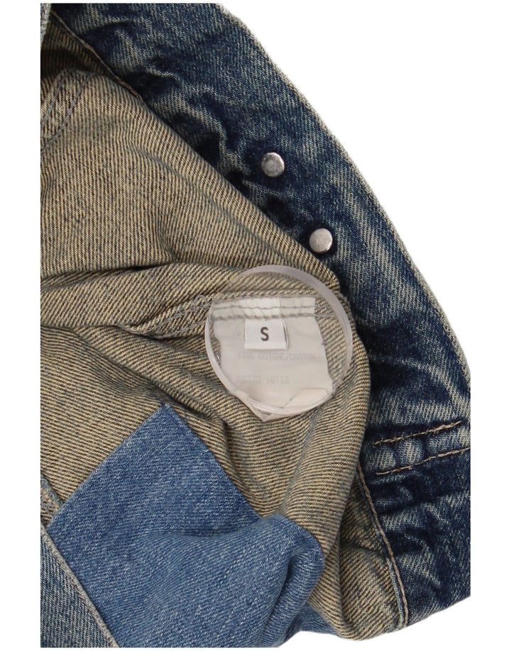 Vintage hombres chaqueta de mezclilla Reino Unido 36 pequeño algodón azul