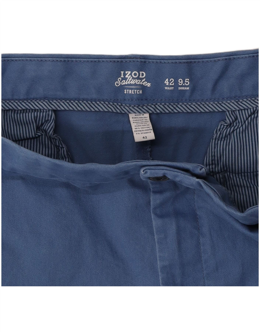 IZOD Pantalones cortos chinos elásticos para hombre W42 2XL Algodón azul