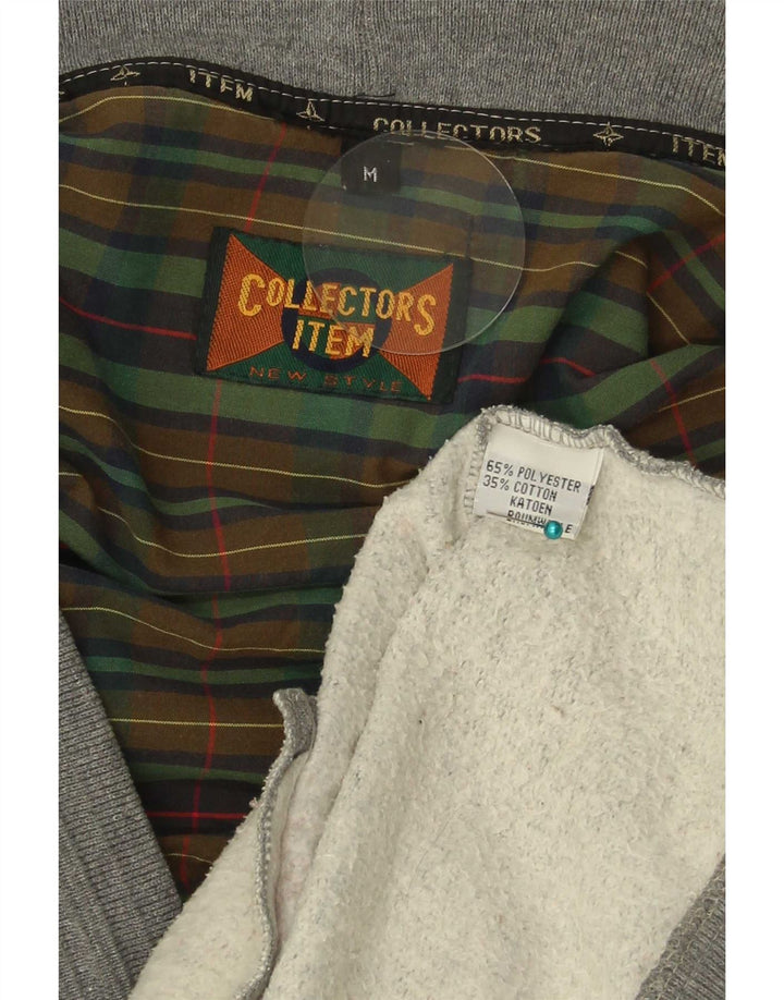Vintage hombres Cardigan suéter medio gris poliéster