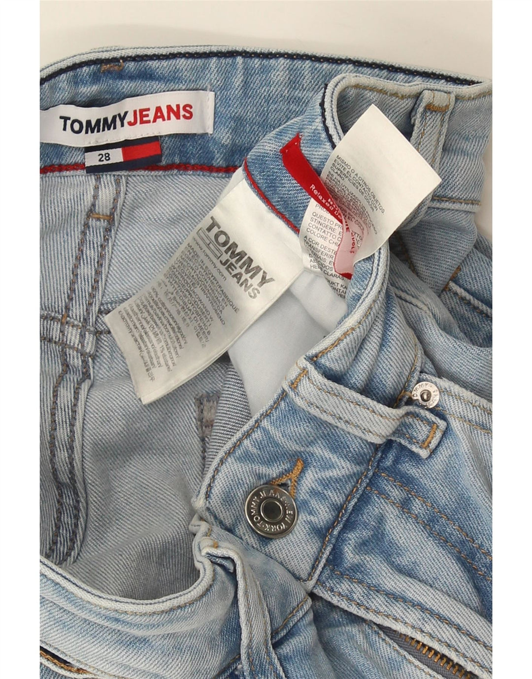 TOMMY HILFIGER Shorts vaqueros de mujer W28 Algodón azul medio