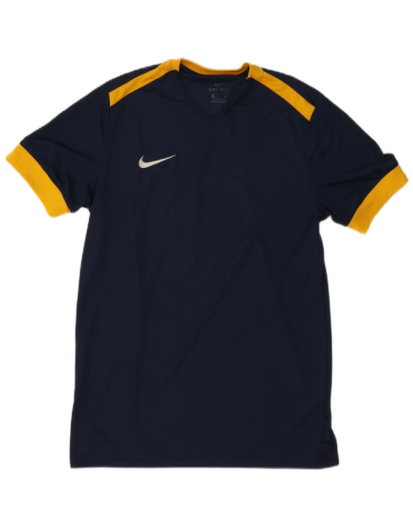Nike Mens Dri Fit T-Shirt Top Large Navy Blue Colourblock
