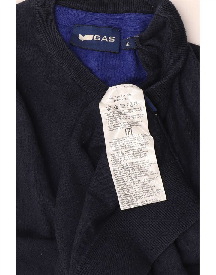 Gas Hombre Jersey Con Cuello En V Jersey Medio Azul Marino Algodón