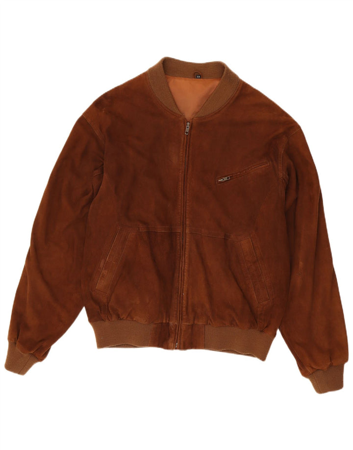 Vintage hombres ante chaqueta EU 54 2XL cuero marrón