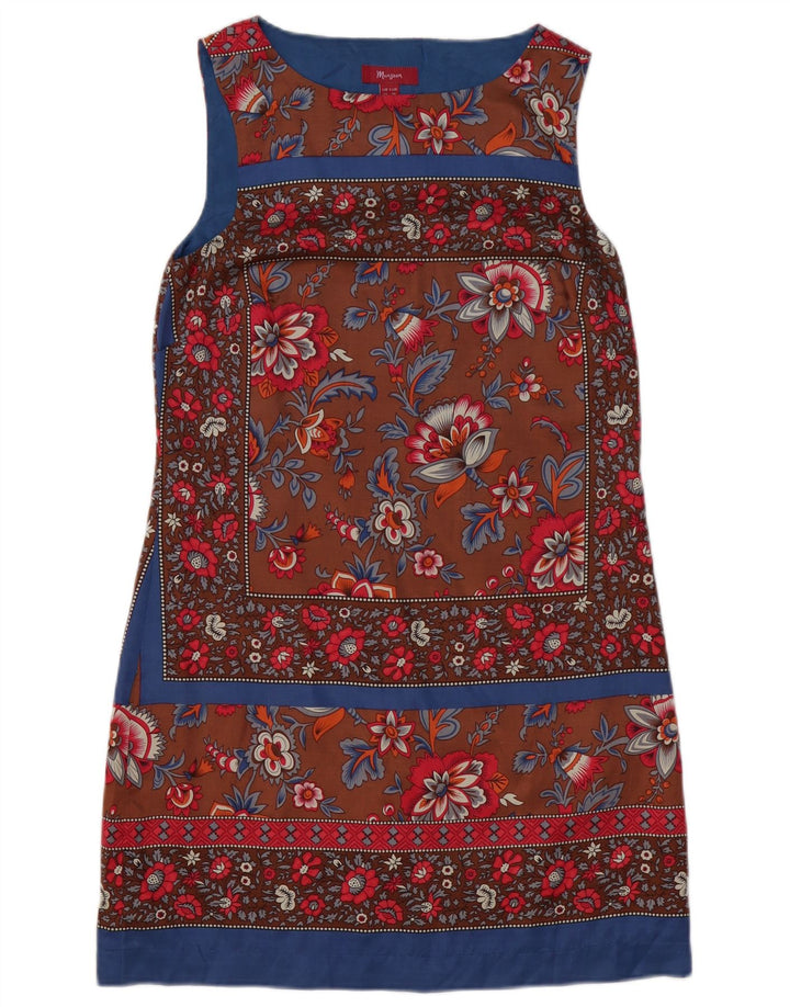 MONSOON Vestido recto sin mangas para mujer UK 10 Small Marrón Floral Poliéster