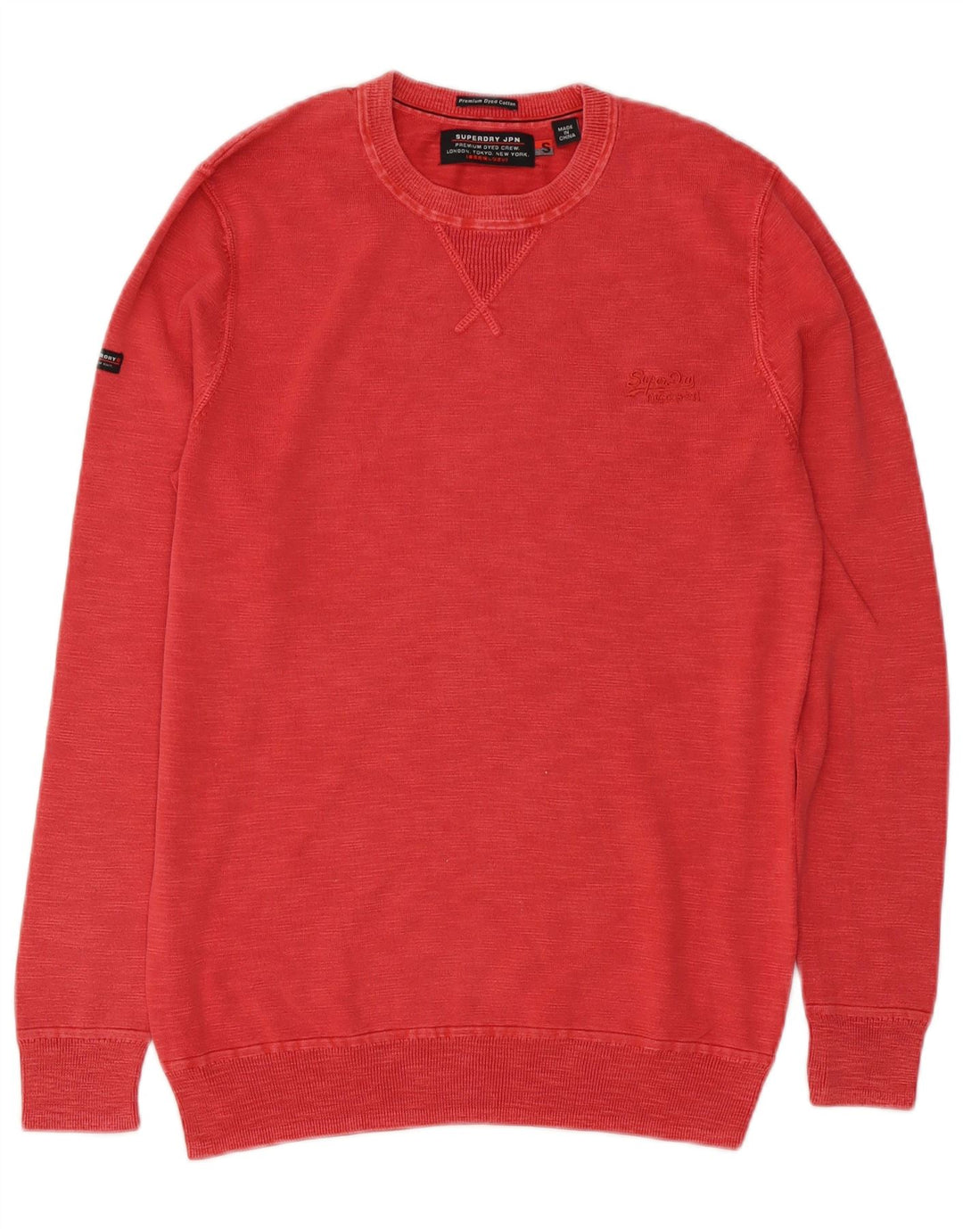SUPERDRY Hombre Sudadera Jumper Small Rojo Algodón