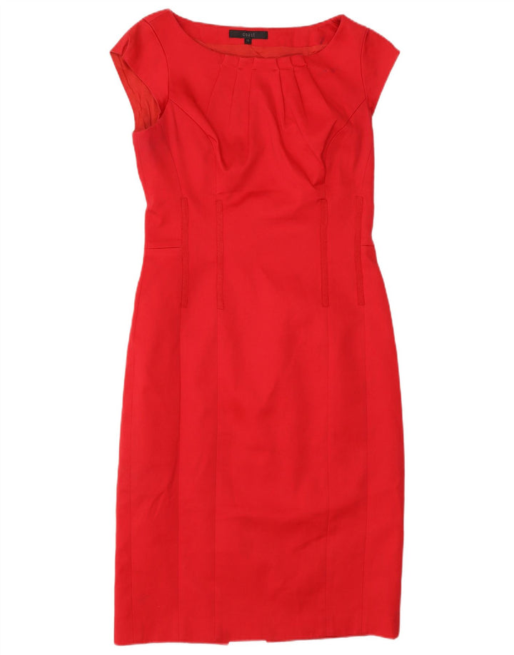 COAST Vestido tubo para mujer UK 10 Pequeño Algodón rojo