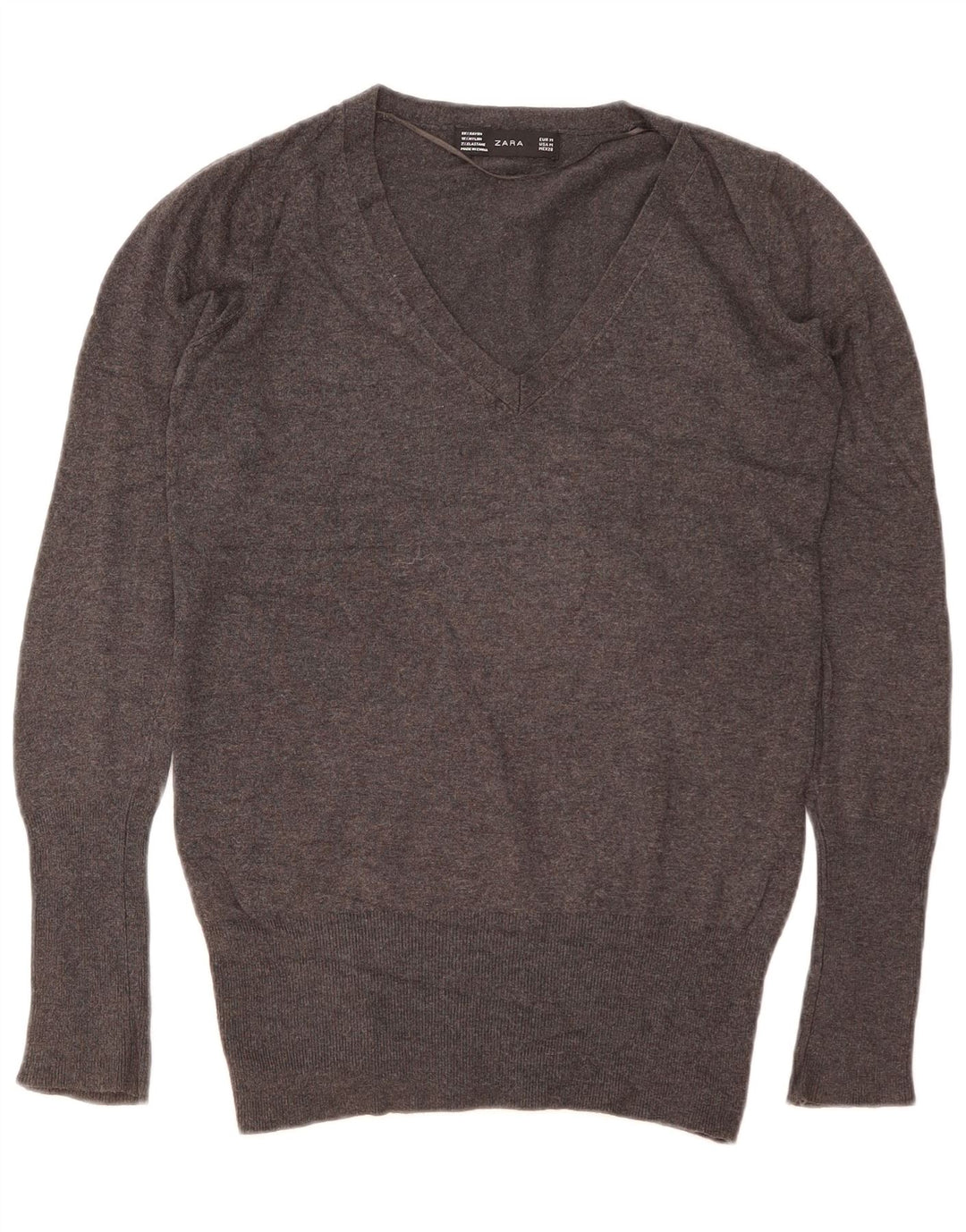 Zara - Jersey con cuello en V para mujer, talla 40, color gris medio