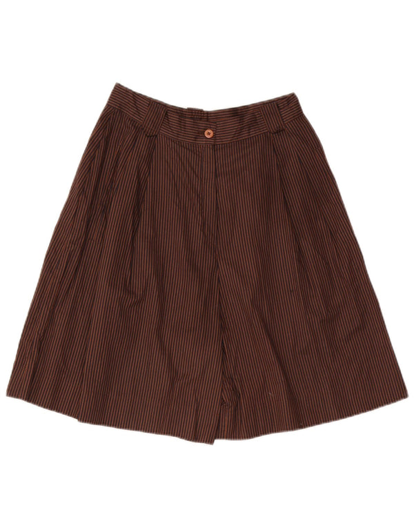 Bermudas vintage de cintura alta para mujer IT 44 Medium W28 Brown Pinstripe