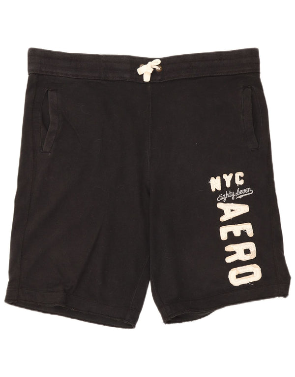 Aeropostale Pantalones cortos deportivos gráficos para hombre XL Algodón negro