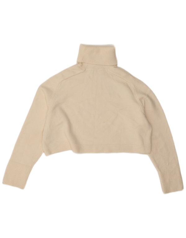 Zara Mujer Crop Oversize Roll Neck Jumper Sweater UK 14 Medium Off White