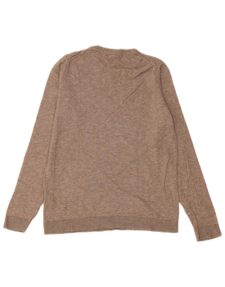 Massimo Dutti Jersey de Cuello Redondo para Mujer UK 10 Small Beige Lana