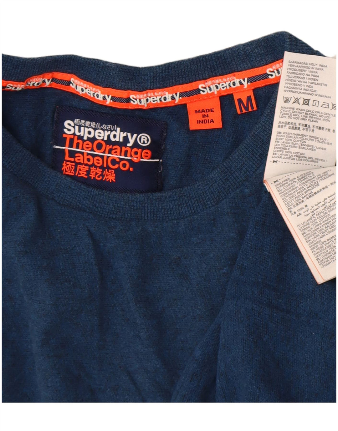 Superdry Hombre Top Manga Larga Algodón Azul Marino Medio