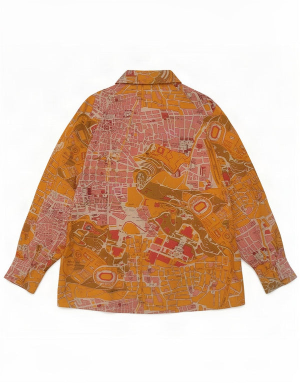 Vintage mujer camisa gráfica blusa Reino Unido 16 grande multicolor geométrico