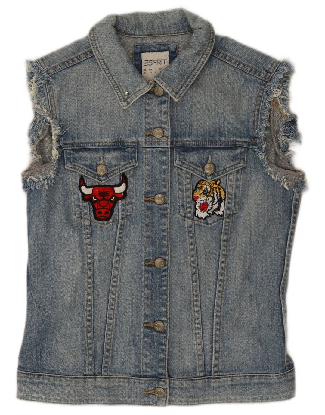 ESPRIT Chaleco vaquero gráfico Chicago Bulls para mujer Reino Unido 12 Algodón azul medio