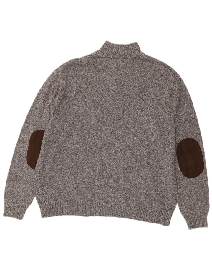 CHAPS Suéter tipo jersey con cuello y botones para hombre 2XL Algodón gris