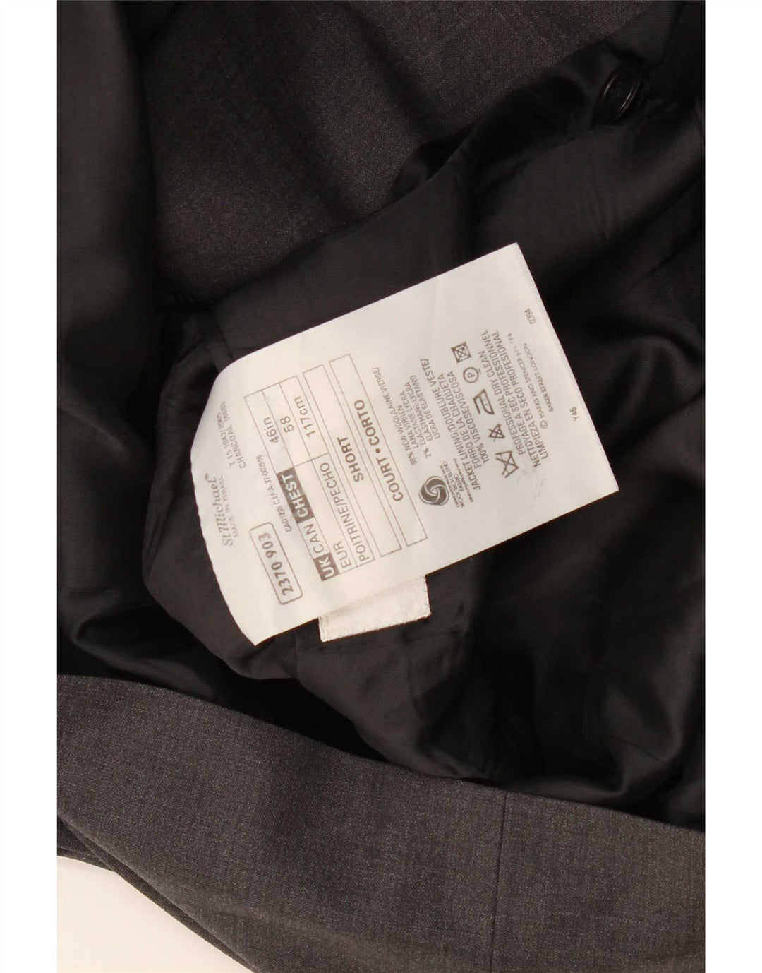 Marks & Spencer Chaqueta tipo blazer con doble botonadura para hombre UK 46 XL Gris Lana virgen