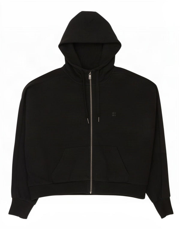Sweaty Betty - Sudadera con capucha para mujer, extragrande, con cremallera, talla 40, algodón negro