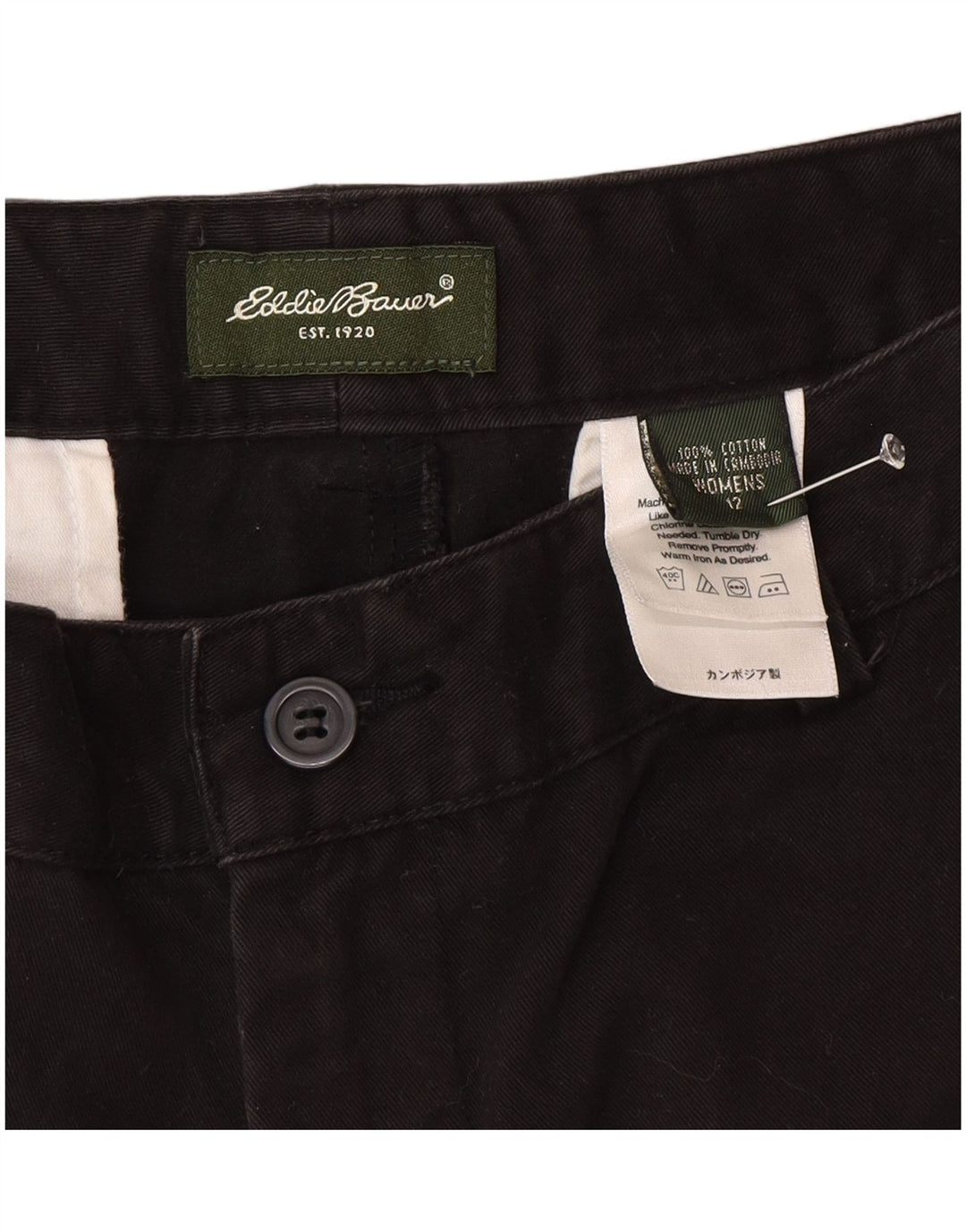 Eddie Bauer Pantalones cortos chinos para mujer US 12 Grande W32 Algodón negro