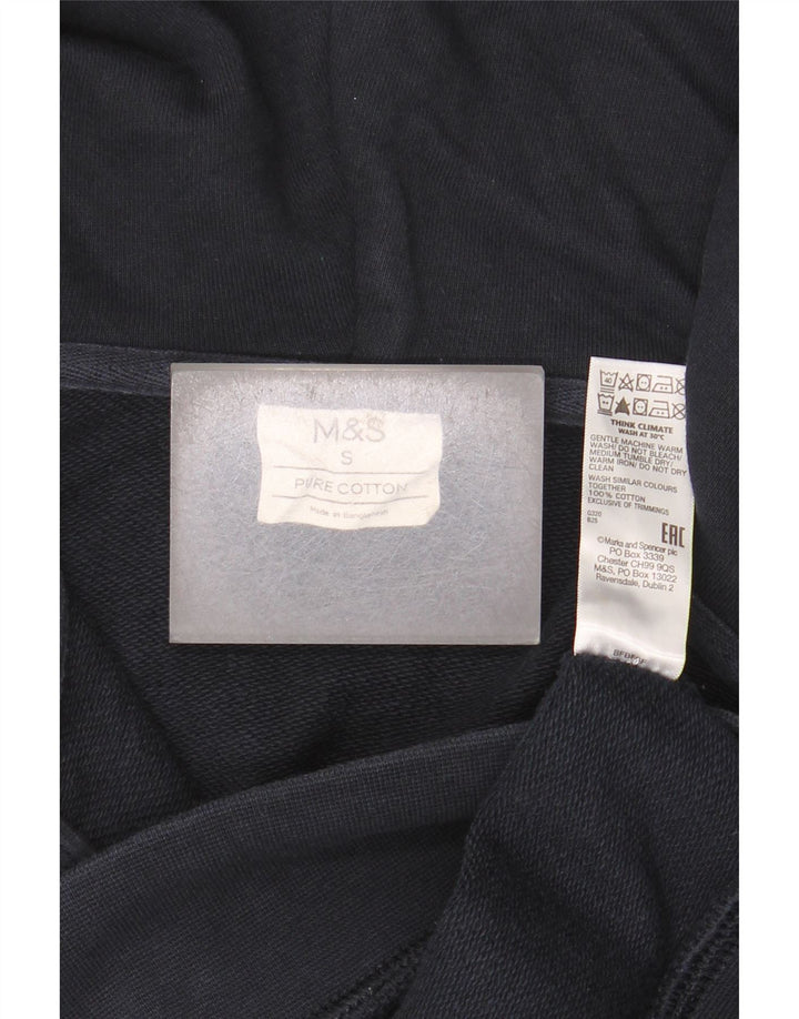 Marks & Spencer - Sudadera con capucha y cremallera para hombre, talla pequeña, algodón azul marino