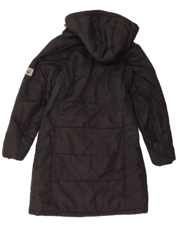 Jack Wolfskin Abrigo acolchado con capucha para mujer UK 10 Small Poliéster negro