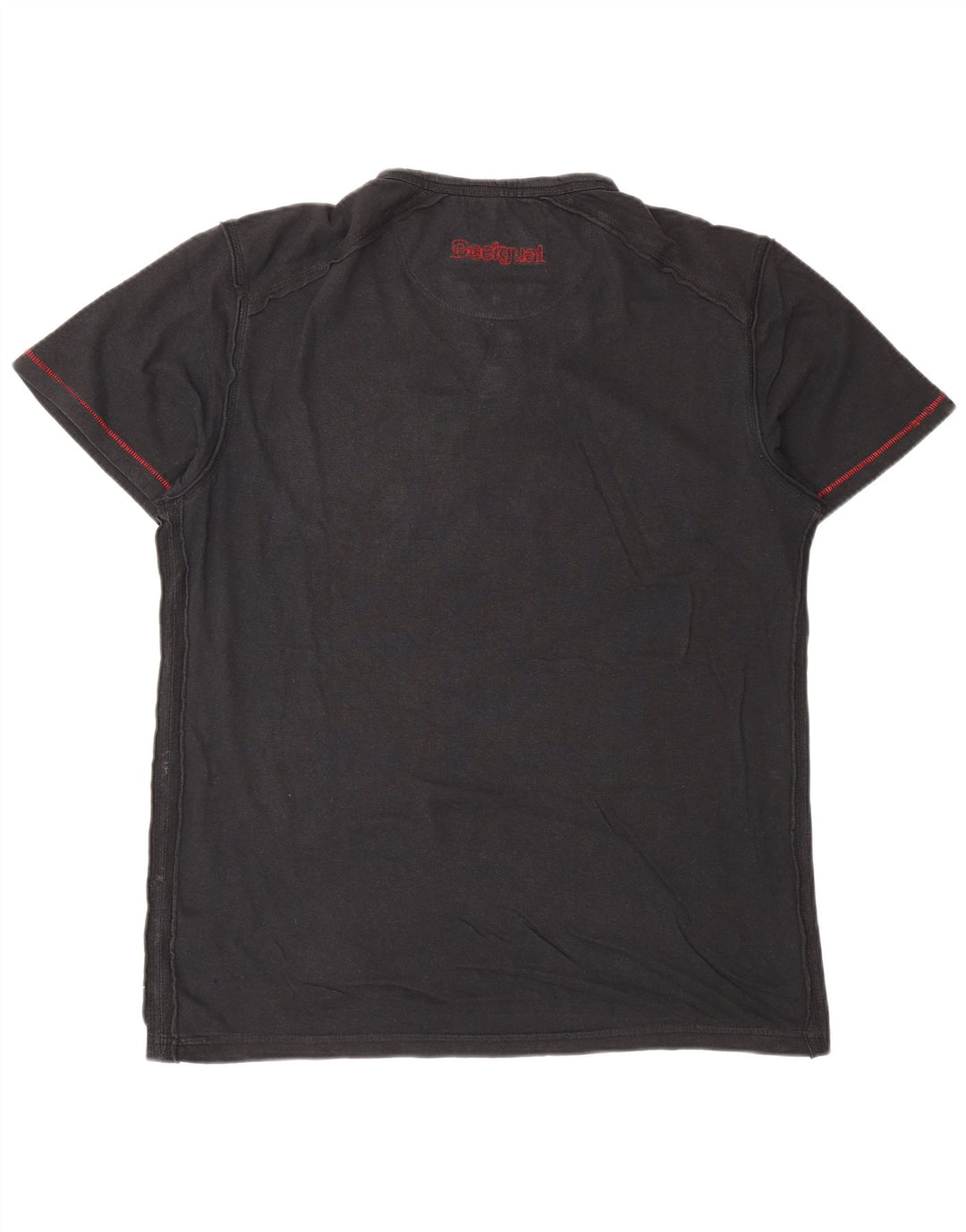 DESIGUAL Camiseta gráfica para hombre Top Medium Black Cotton