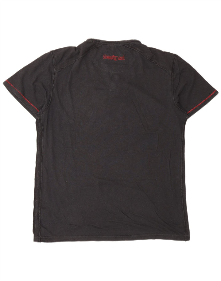 DESIGUAL Camiseta gráfica para hombre Top Medium Black Cotton