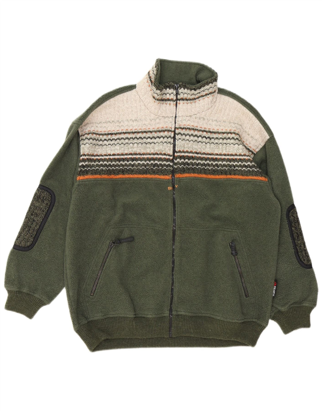 Silvy Chaqueta polar para hombre ES 40 Grande Verde Colorblock Poliéster