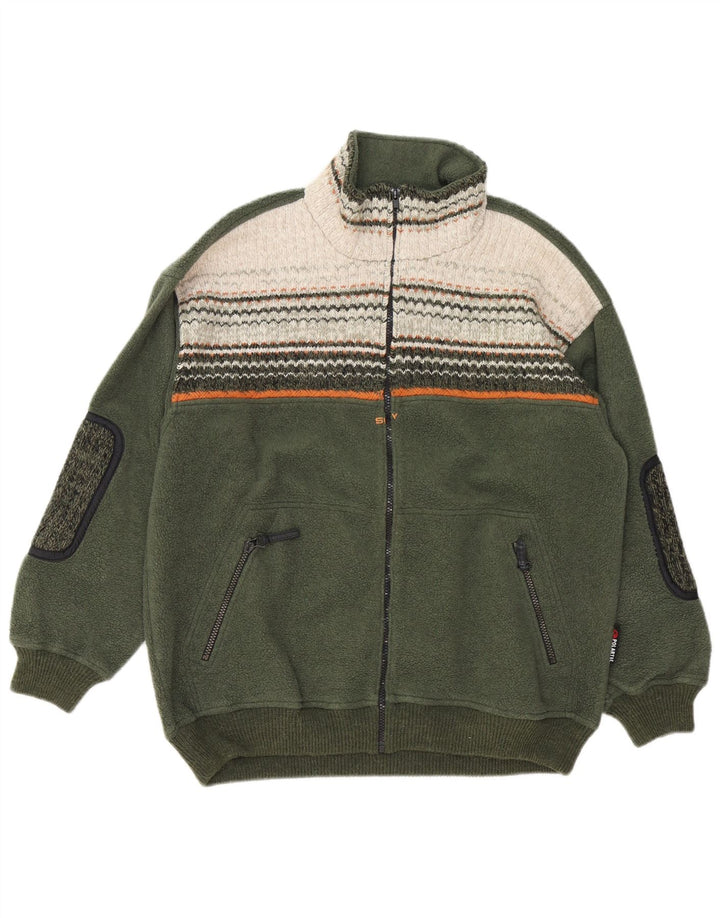 Silvy Chaqueta polar para hombre ES 40 Grande Verde Colorblock Poliéster