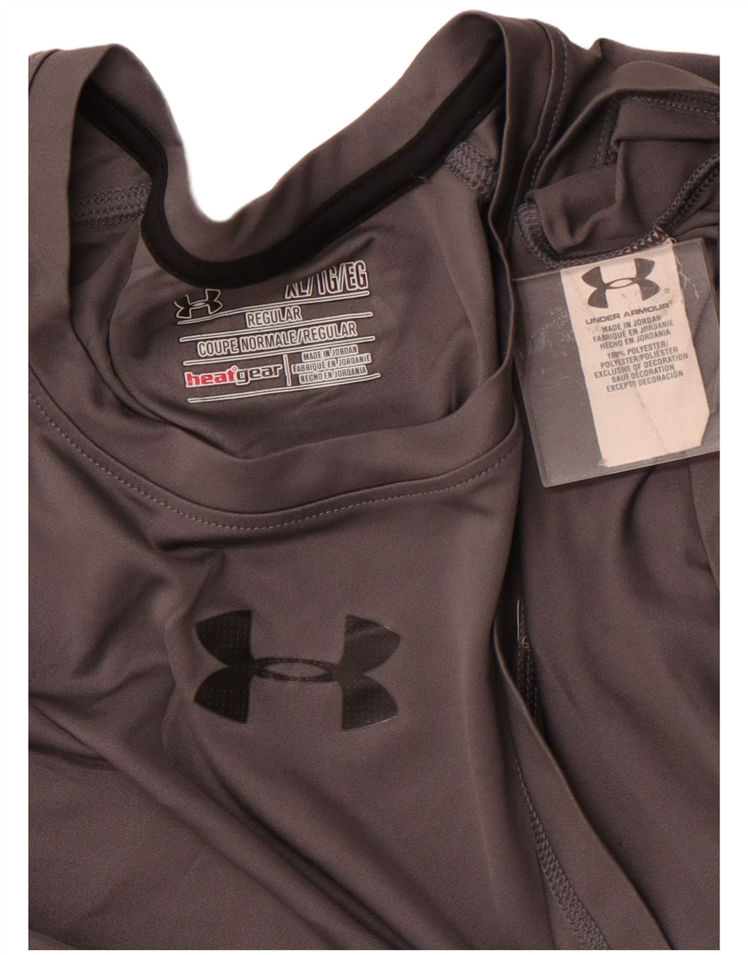 UNDER ARMOUR Camiseta Heat Gear para hombre Top XL Gris Colorblock Poliéster