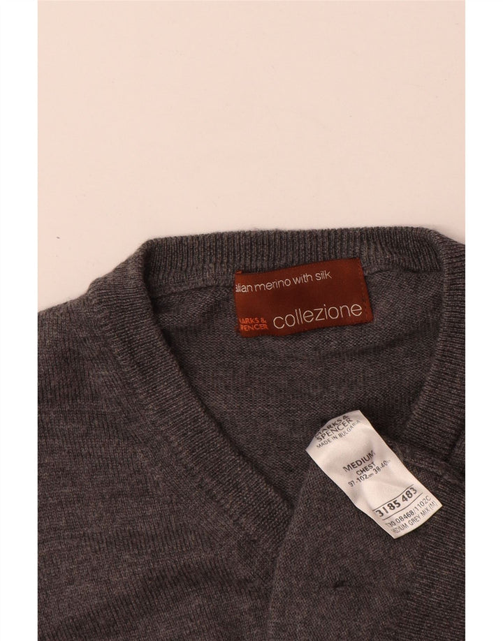 Marks & Spencer Chaleco para hombre Camiseta sin mangas Lana merino gris medio
