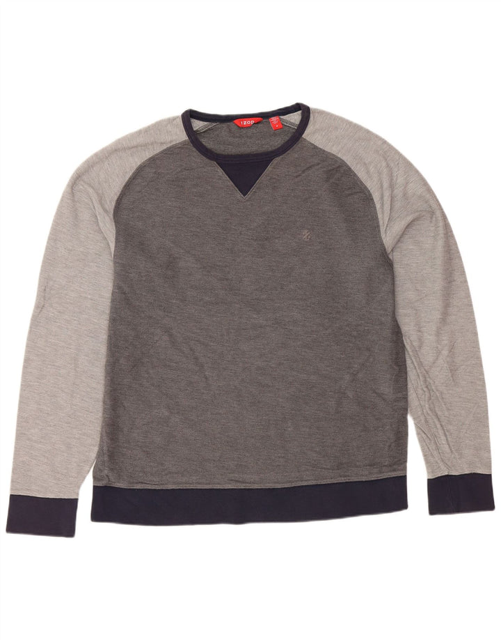 IZOD Hombre Sudadera tipo jersey de algodón color block gris medio