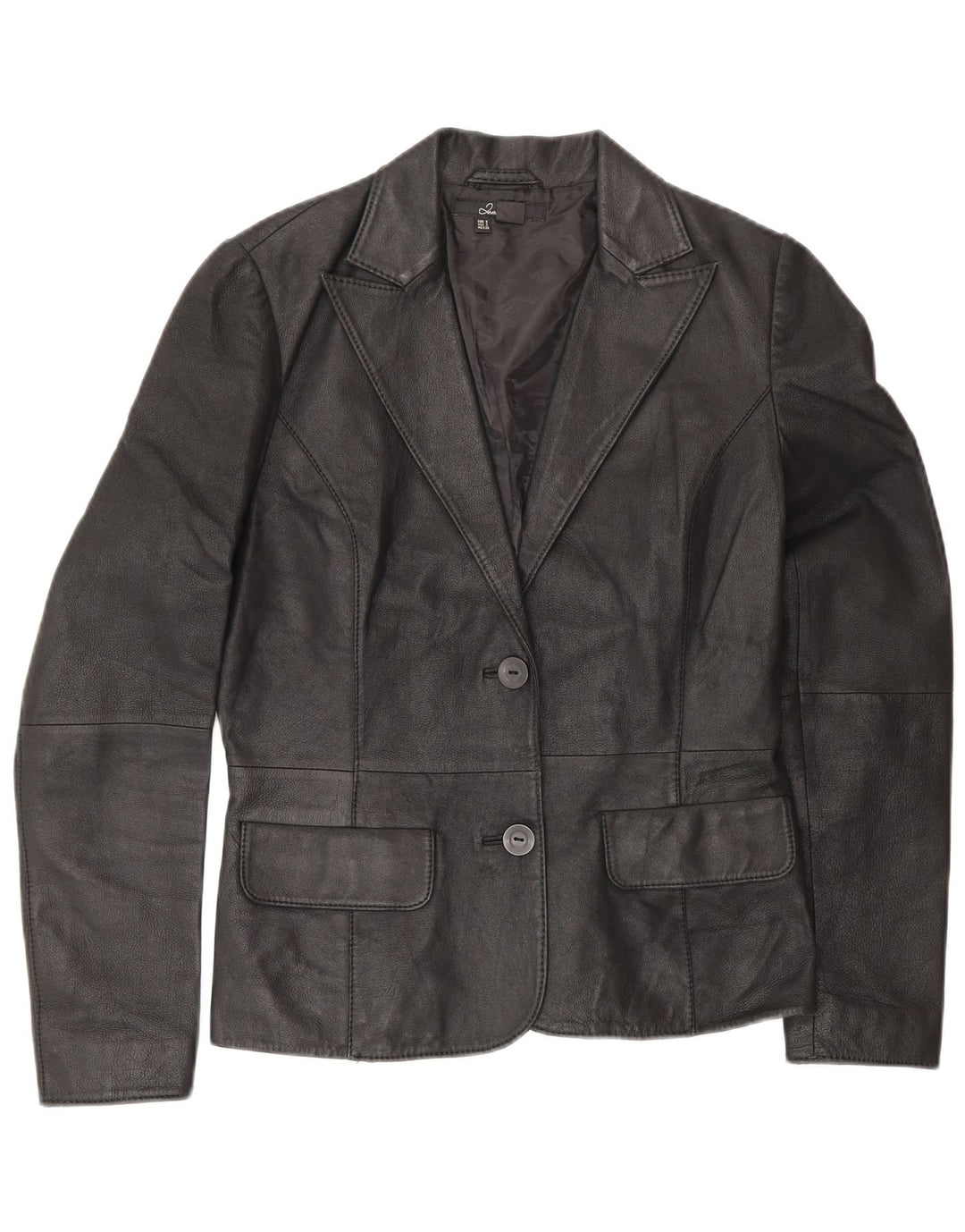 Zara Chaqueta Blazer De Cuero Con 2 Botones Para Mujer UK 10 Small Black Leather